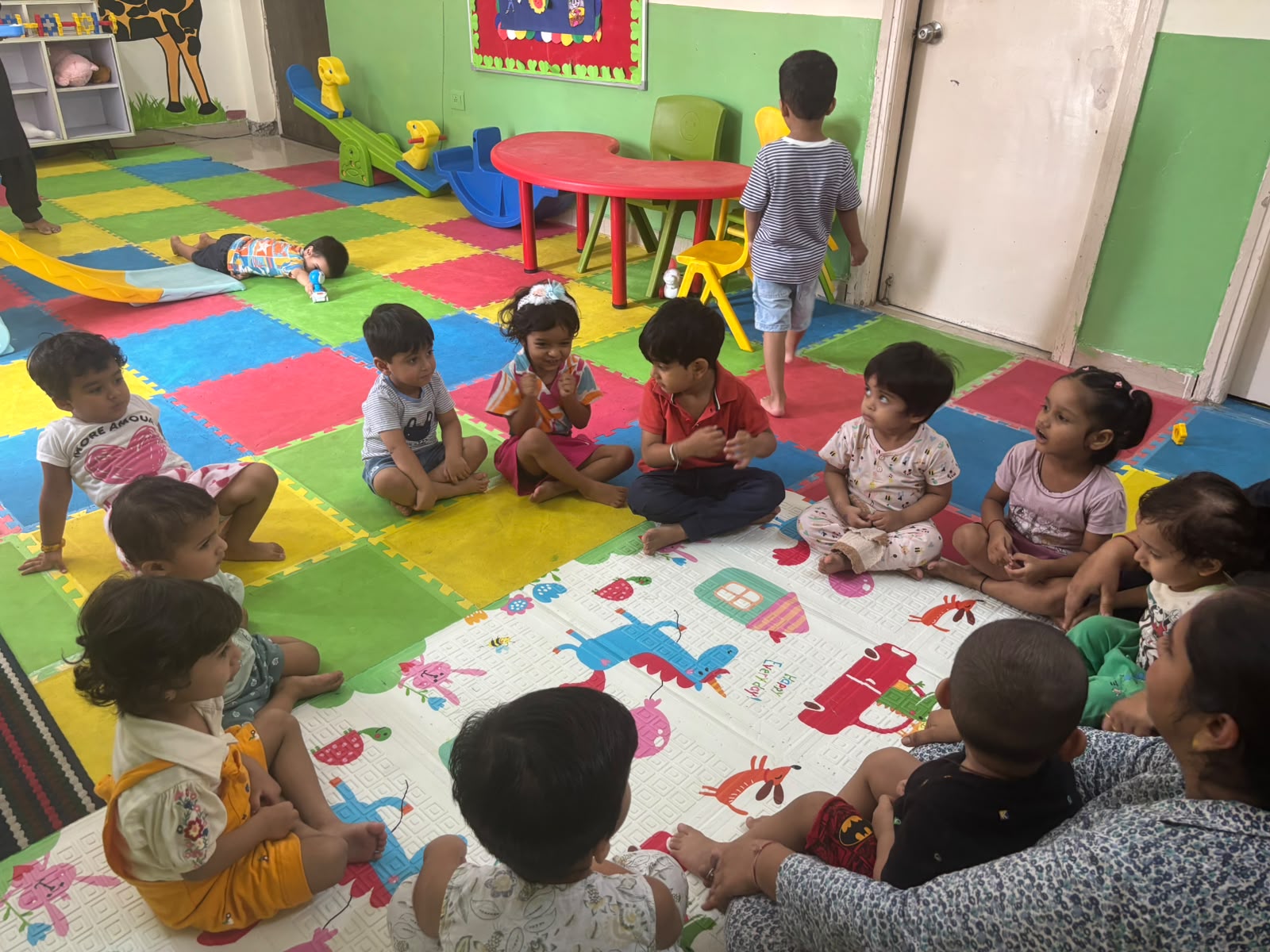 Inside a bright SaptRishi PreSchool classroom