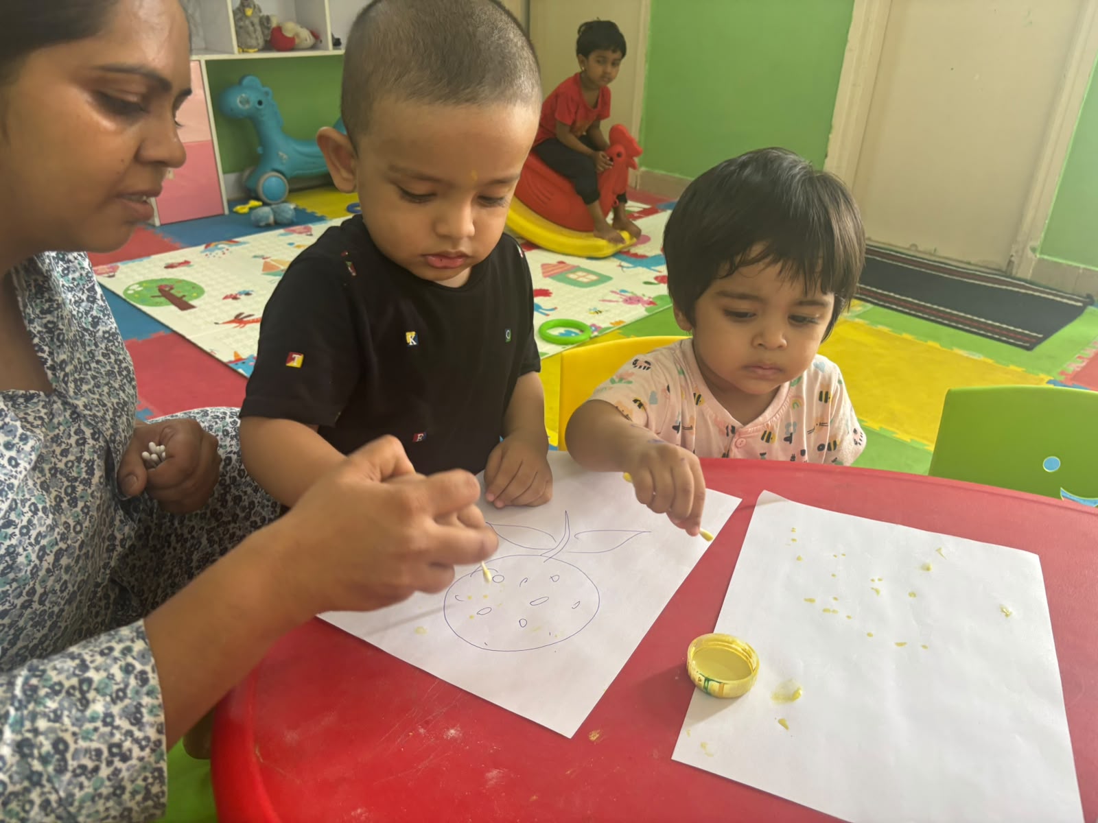 Children learning through hands-on play activities