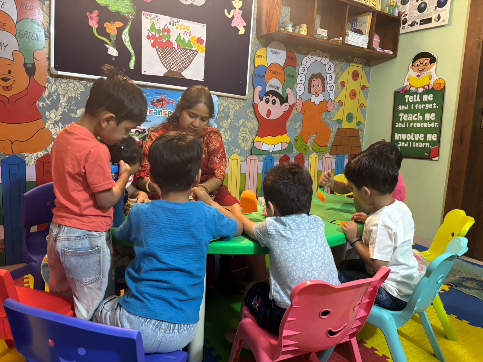 Children enjoying a class activity at SaptRishi PreSchool