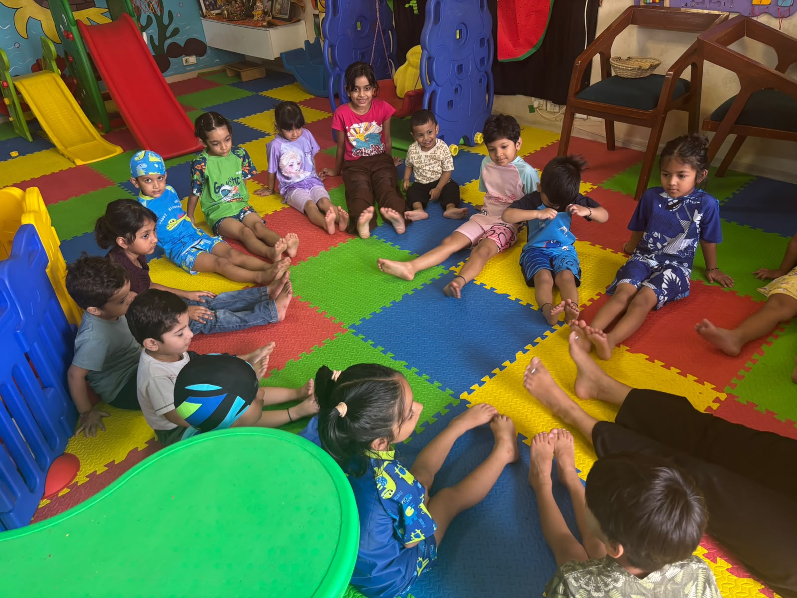 Children playing outdoors in the school play area